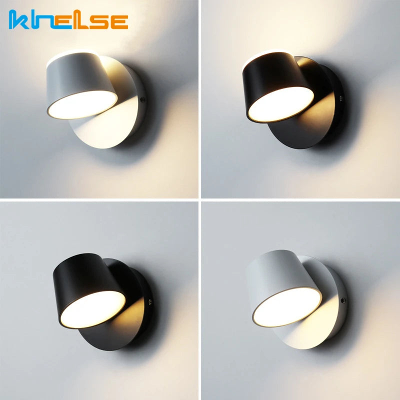 Nordic Indoor LED Wall Lamp with Switch 350 Degrees Rotatable Single Head Bedside Reading Light Hotel Bedroom Sconce Lighting