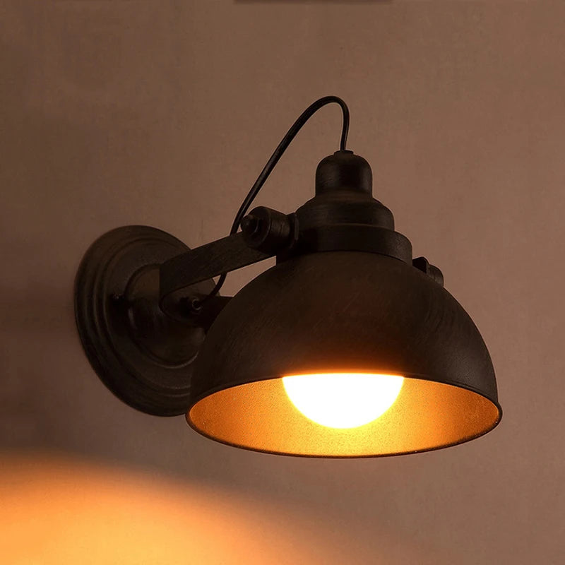 Vintage Wall Lamp E27 Industrial Wall Sconce Black Wall Light for Indoor Lighting Adjustable Retro Loft Bedside Bedroom Light