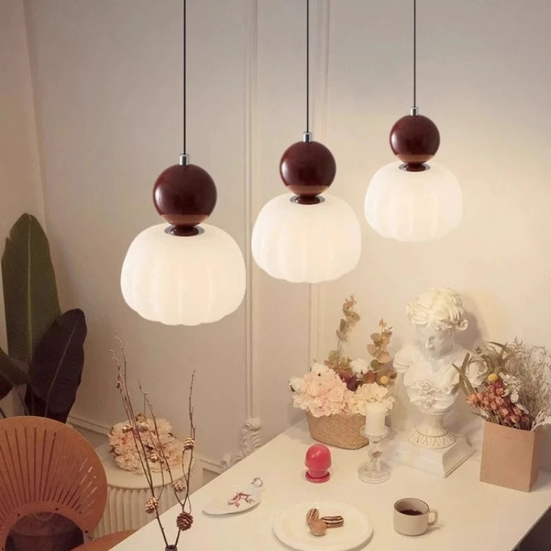 Cream Style Bedroom Pendant Lamp Simple Children'S Bedside Lamp Modern Creative Pumpkin Light Nordic Restaurant Lighting Fixture