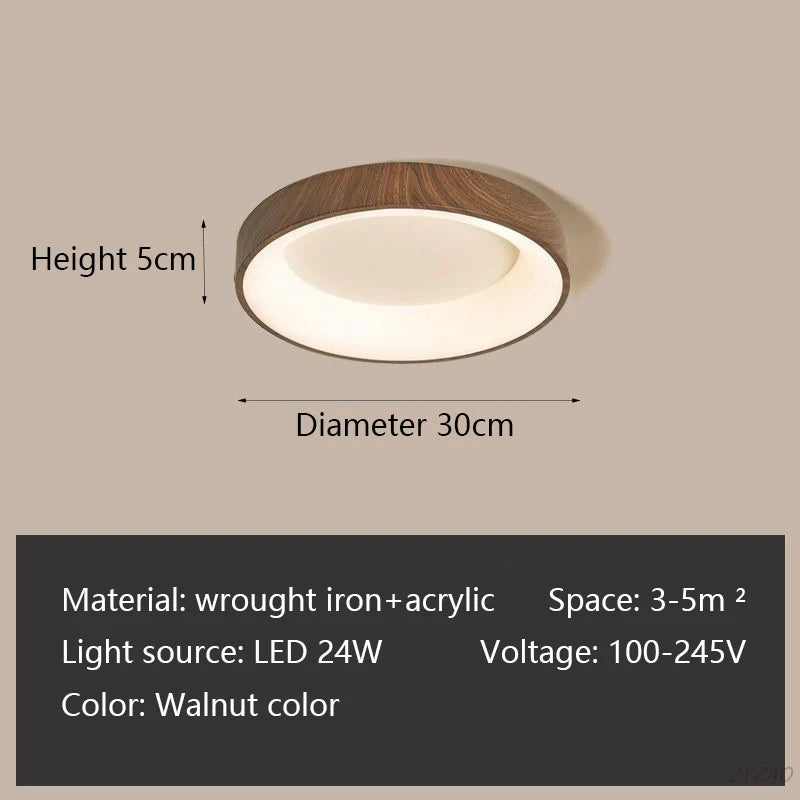 Moderm Wood Grain LED Ceiling Light Nordic Iron Ultra-Thin round Lamp 30/40/50M for Living Room Bedroom Study Home Decorat Lamp
