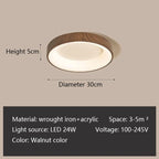 Moderm Wood Grain LED Ceiling Light Nordic Iron Ultra-Thin round Lamp 30/40/50M for Living Room Bedroom Study Home Decorat Lamp