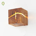 Durable Creative Corridor Light Square Nordic Solid Wood Wall Bedside Lamp