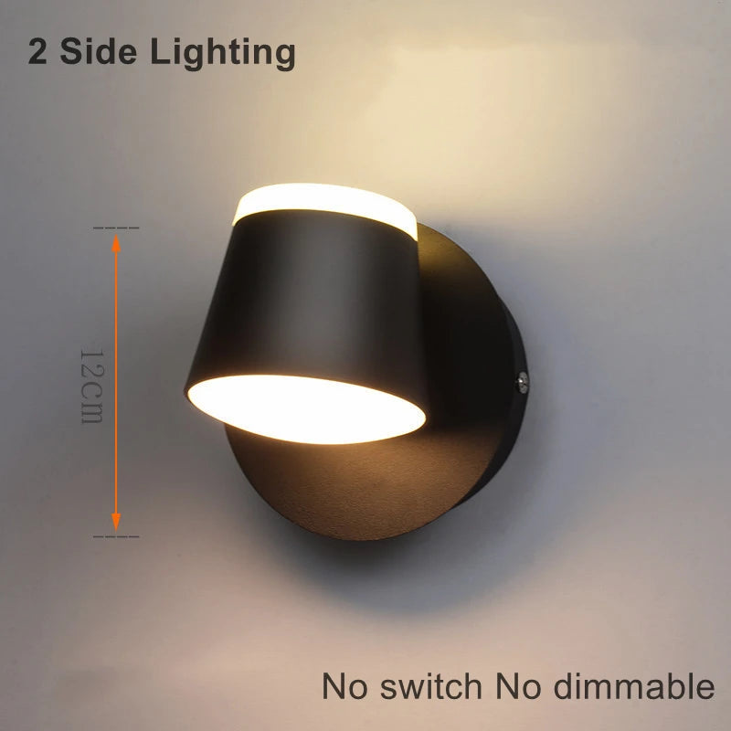 Nordic Indoor LED Wall Lamp with Switch 350 Degrees Rotatable Single Head Bedside Reading Light Hotel Bedroom Sconce Lighting