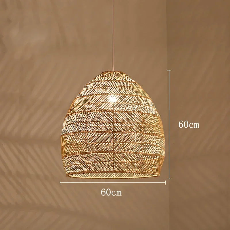 Hand Knitted Rattan Pendant Lamp Suspension Chandelier Ceiling Hanging Light Luminaire Loft Living Dining Room Home Decor