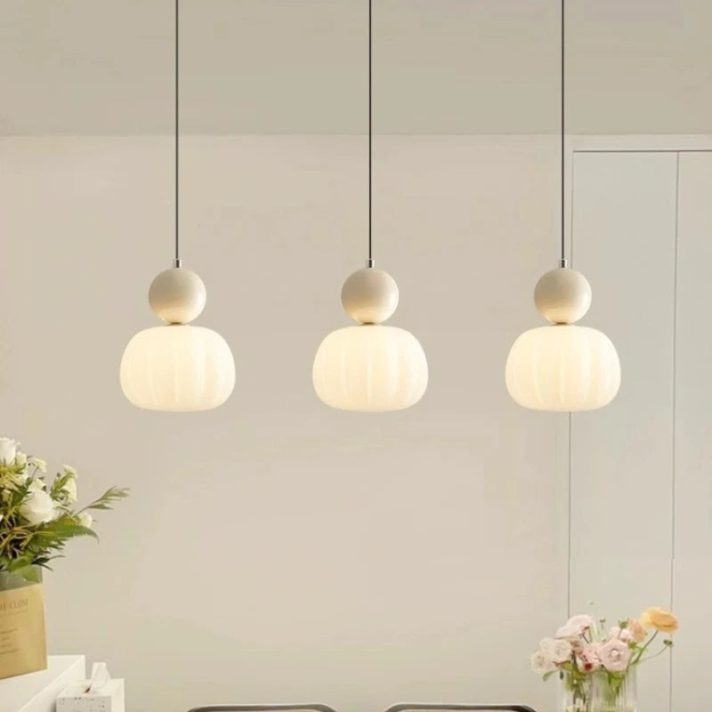 Cream Style Bedroom Pendant Lamp Simple Children'S Bedside Lamp Modern Creative Pumpkin Light Nordic Restaurant Lighting Fixture