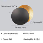 Eclipse-Shaped LED Wall Sconce Light for Bedroom Living Room Stair Hallway Bedside Indoor Modern Decorative Fixture