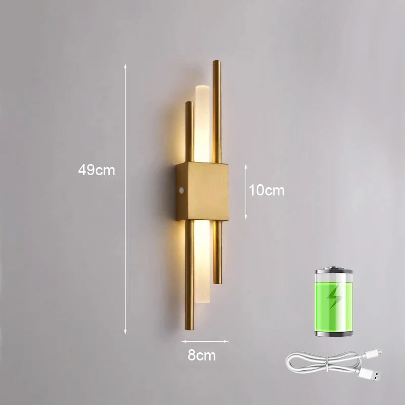 Nordic LED Wall Lamp Rechargeable Indoor Light Plug in Bedroom Bedside Living Room for Home Stairs Decoration Lamps Wall Light