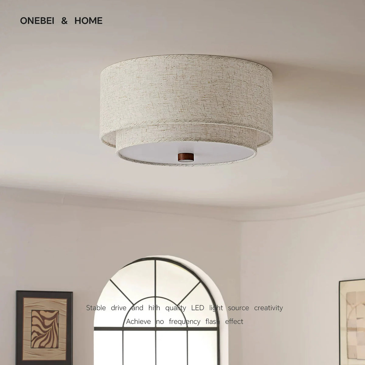 American Style Retro Fabric Ceiling Light Living Room Dining Room Bedroom Corridor Ceiling Light Decoration Home LED Lighting