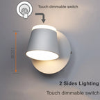 Nordic Indoor LED Wall Lamp with Switch 350 Degrees Rotatable Single Head Bedside Reading Light Hotel Bedroom Sconce Lighting