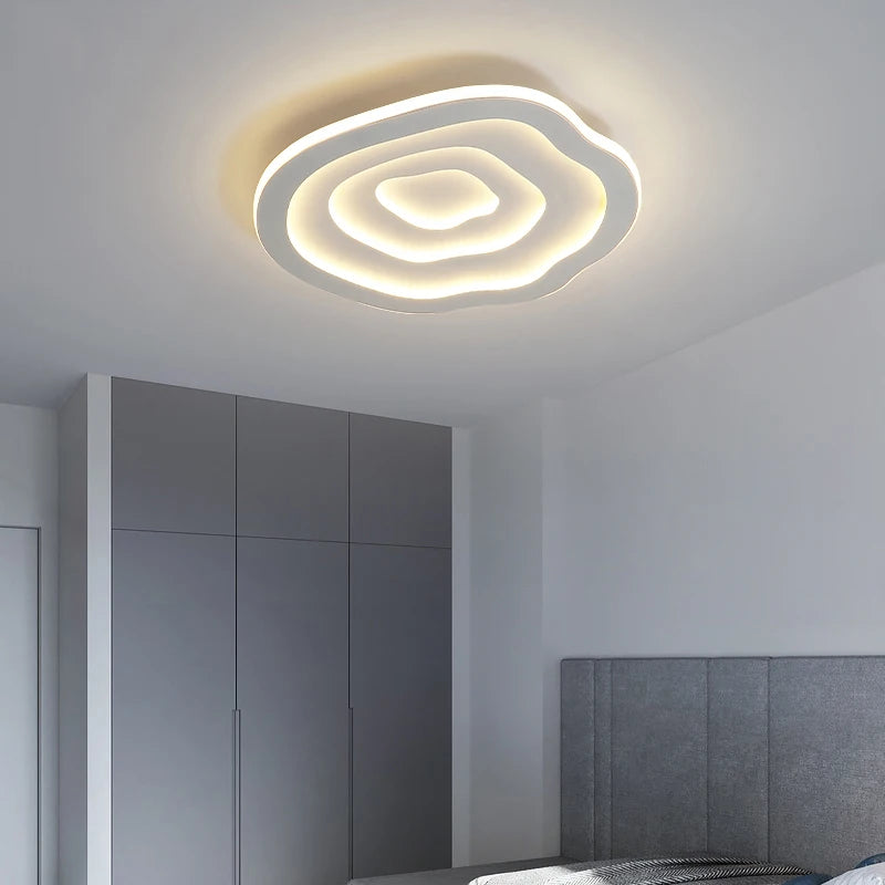Modern White LED Ceiling Light with Remote Control - Dimmable Surface Mounted for Living Room Bedroom Kitchen Smart Home Lightin