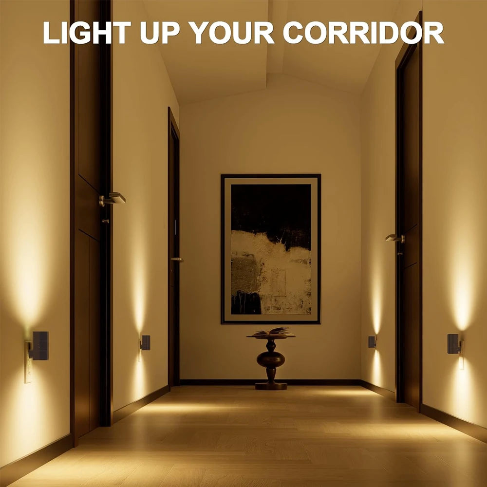 Cylindrical Night Lights Plug into Wall Dimmable LED Nightlight with Light Sensor Adjustable Brightness for Hallway Bedroom