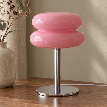 Bordslampa i glas med USB – Cremia – Usb / rosa A – produktfokuserad miljöbild