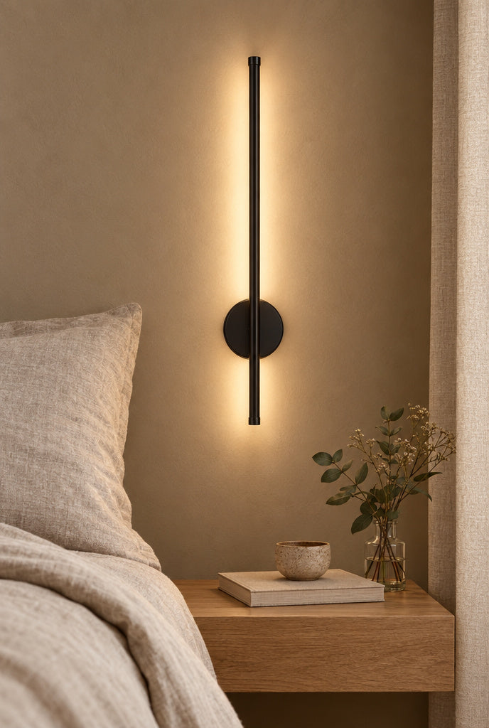 Uppladdningsbar vägglampa med fjärrkontroll – Elvi – 50 cm svart / Dimring med fjärrkontroll – produktfokuserad miljöbild