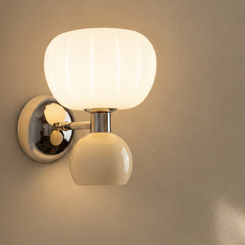 Vägglampa med rundad skärm – Pumpia – Wdd360-beige / kallvitt(5500-7000 K) – produktfokuserad miljöbild