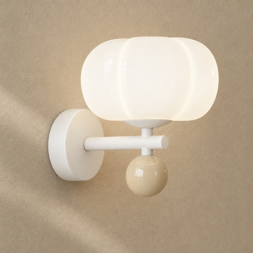 Vägglampa med rundad skärm – Pumpia – Wd362-beige / kallvitt(5500-7000 K) – produktfokuserad miljöbild