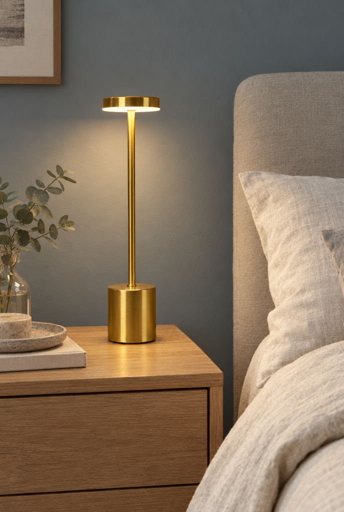 Uppladdningsbar bordslampa med rund skärm