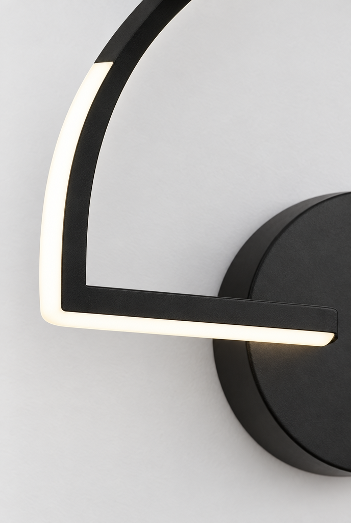 Svart bågformad LED-vägglampa