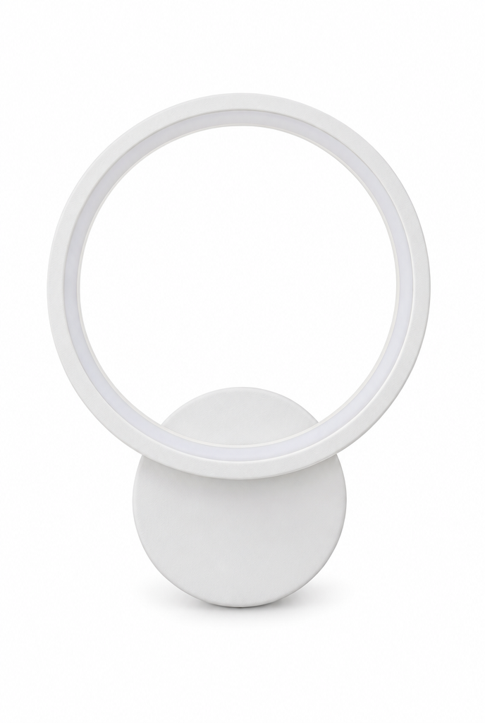 Vägglampa med lysande ring – vit bakgrund
