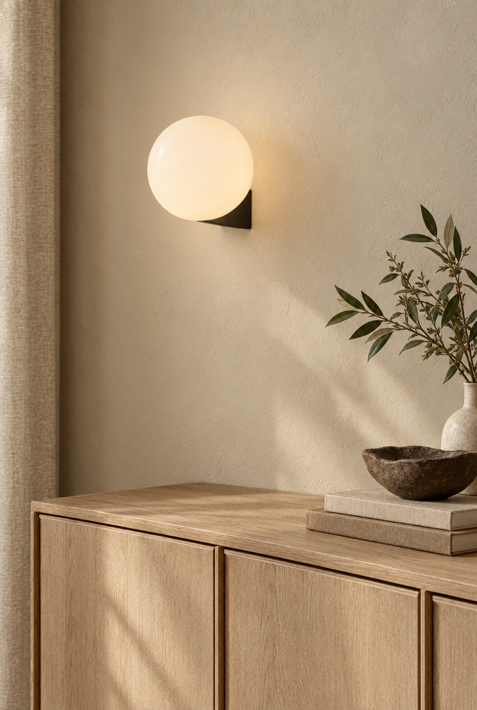 Vägglampa med opalvita glober