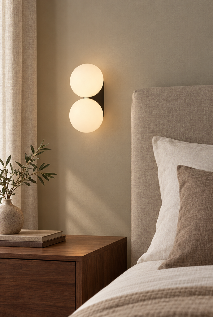 Vägglampa med opalvita glober