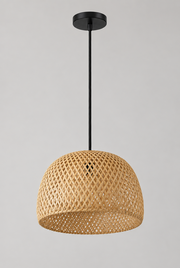 Flätad pendellampa i bambu, 30 cm