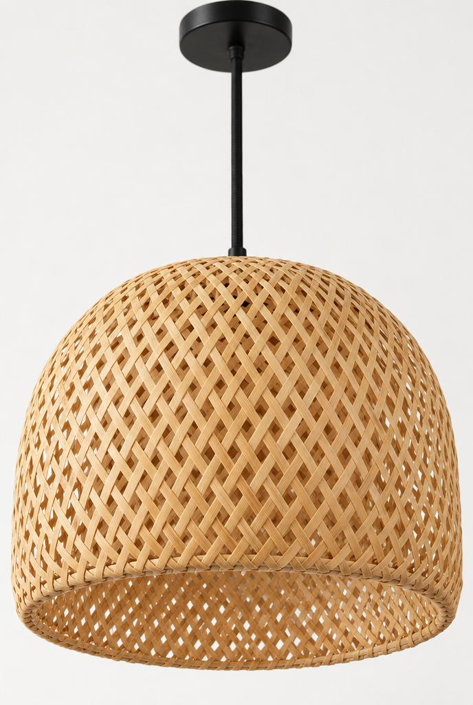 Flätad pendellampa i bambu, 30 cm