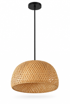 Flätad pendellampa i bambu, 30 cm – vit bakgrund