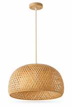Flätad pendellampa i bambu, 30 cm – vit bakgrund