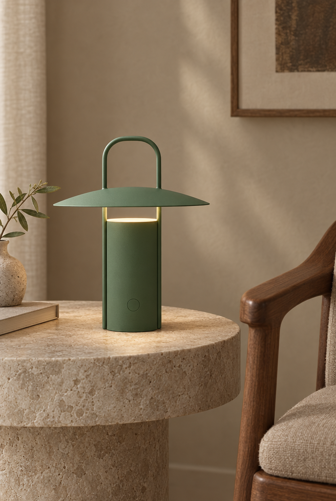 Bärbar bordslampa med handtag