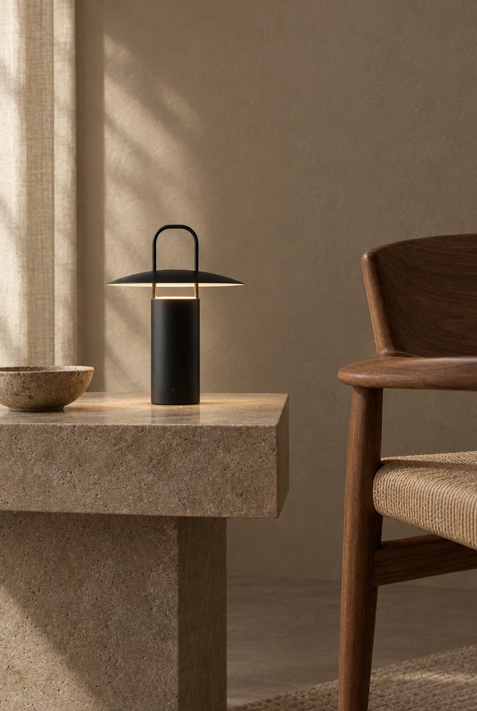 Bärbar bordslampa med handtag