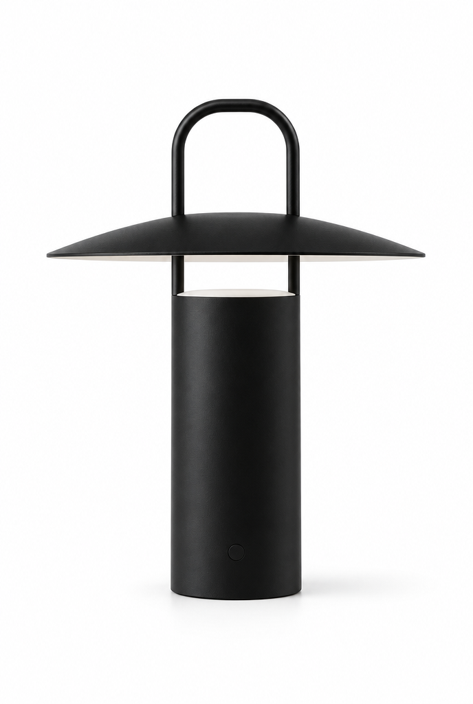 Bärbar bordslampa med handtag – vit bakgrund