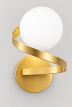 Vägglampa med glaskula och spiralformad arm
