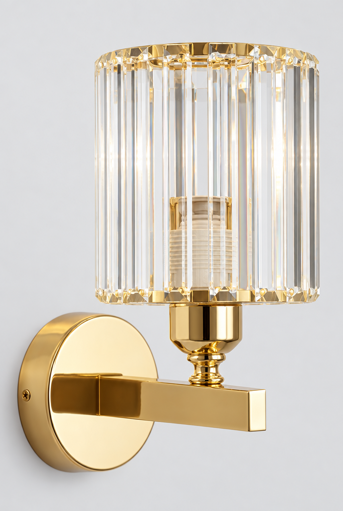 Vägglampa med cylindrisk kristallskärm