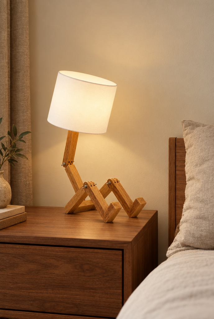 Bordslampa med ledad träfot