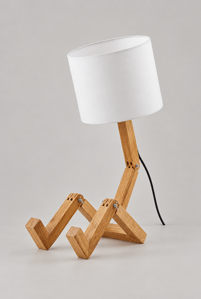 Bordslampa med ledad träfot