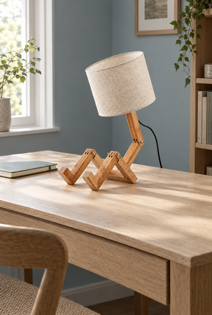 Bordslampa med ledad träfot