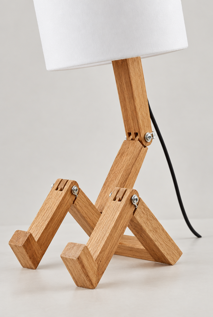 Bordslampa med ledad träfot