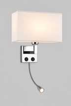 Vägglampa med rektangulär textilskärm