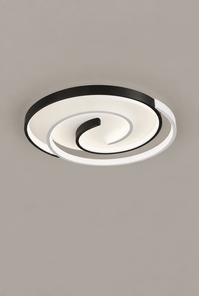 Takplafond med svartvit LED-spiral
