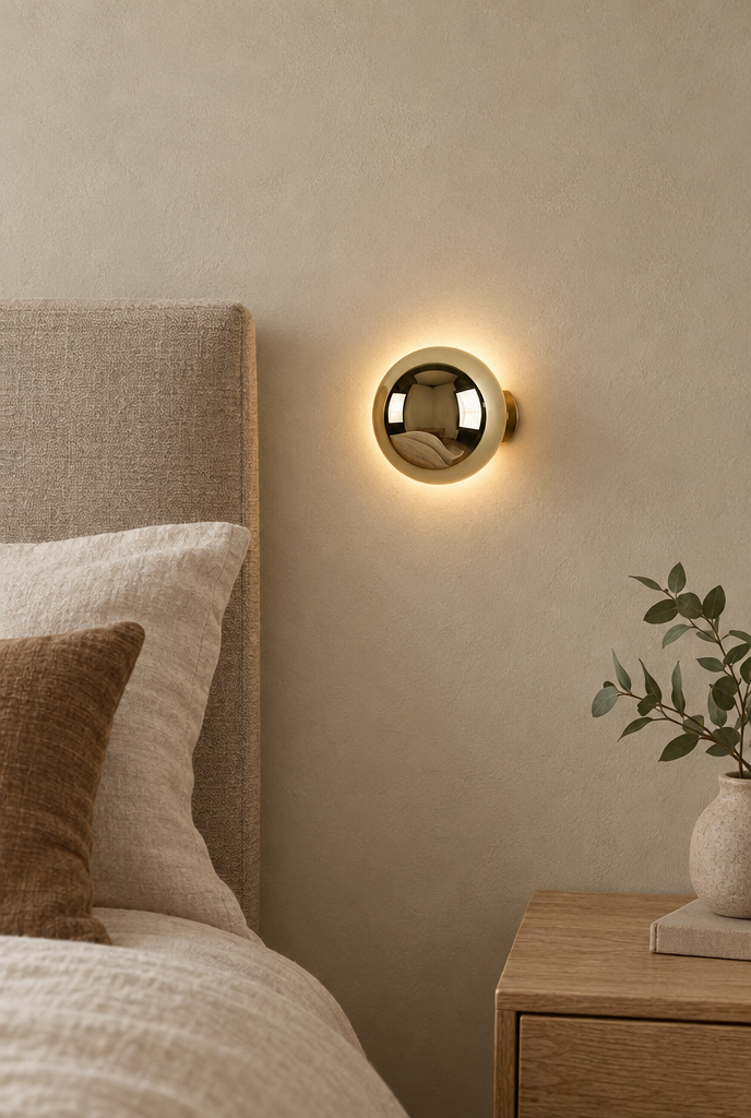 Rund vägglampa med blank kupol