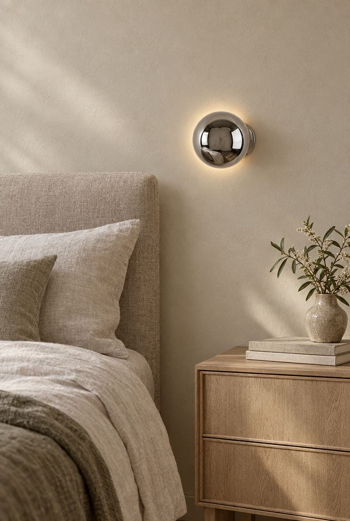 Rund vägglampa med blank kupol