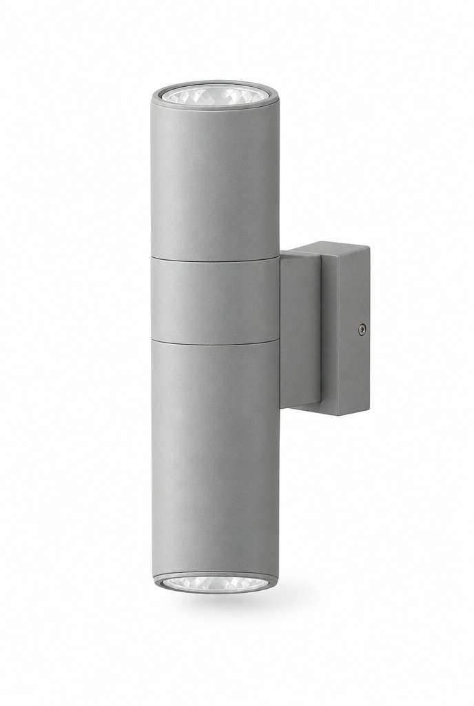 Utomhusvägglampa rund, grå, 6 W