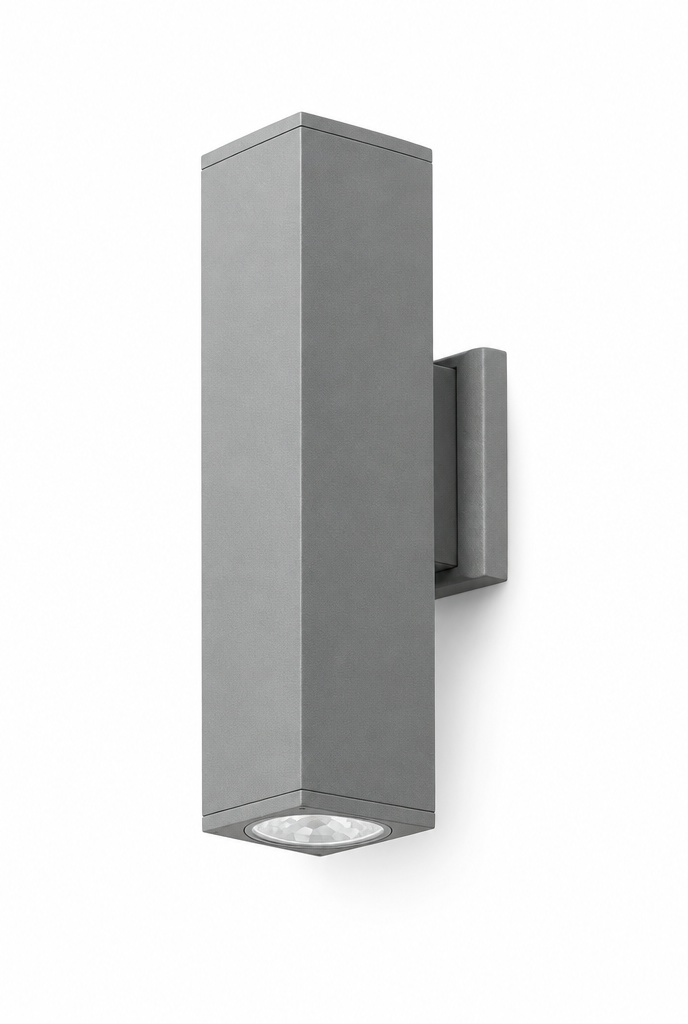 Utomhusvägglampa fyrkantig, grå, 6 W
