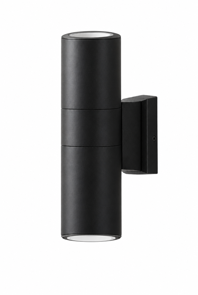 Utomhusvägglampa rund, svart, 6 W