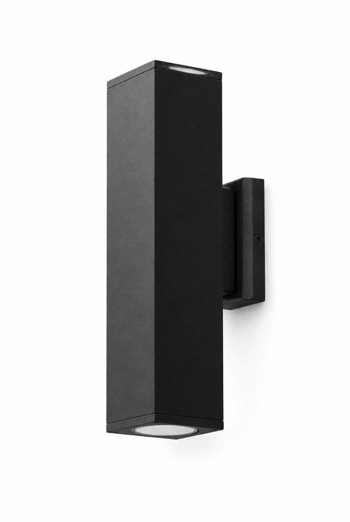 Utomhusvägglampa fyrkantig, svart, 6 W