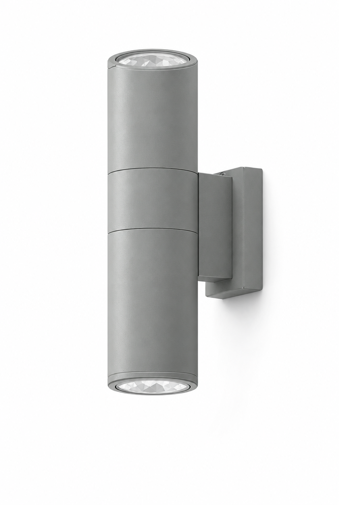Utomhusvägglampa rund, grå, 10 W