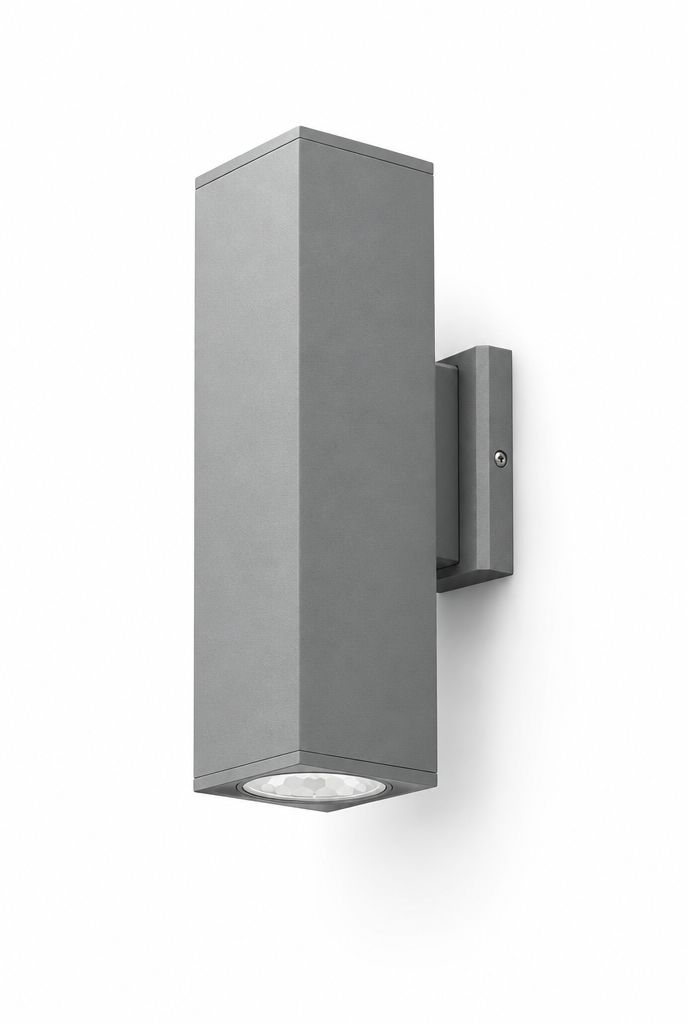 Utomhusvägglampa fyrkantig, grå, 10 W