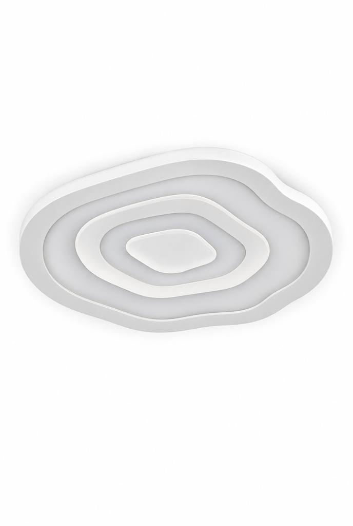 Vitiro – vit LED-taklampa 40 cm, släckt mot vit bakgrund